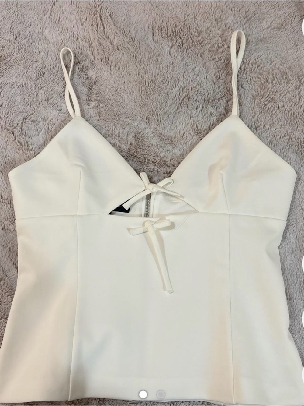 Zara White Spaghetti Strap Lace-Up Tank Top